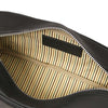 Internal Compartment View Of The Black Italian Leather Toiletry Bag