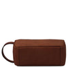 Underneath View Of The Brown Italian Leather Toiletry Bag