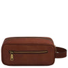 Rear View Of The Brown Italian Leather Toiletry Bag