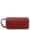 Underneath View Of The Red Italian Leather Toiletry Bag