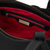 Internal Zip Pocket View Of The Black Italian Leather Tote Bag