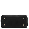 Underneath View Of The Black Italian Leather Tote Bag