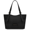 Front View Of The Black Italian Leather Tote Bag
