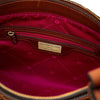 Internal Zip Pocket View Of The Brown Italian Leather Tote Bag