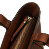 Zip Closure View Of The Brown Italian Leather Tote Bag