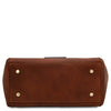 Underneath View Of The Brown Italian Leather Tote Bag