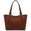 Front View Of The Brown Italian Leather Tote Bag