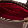 Internal Pocket View Of The Dark Brown Italian Leather Tote Bag
