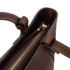 Zip Closure View Of The Dark Brown Italian Leather Tote Bag