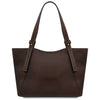 Rear View Of The Dark Brown Italian Leather Tote Bag