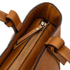 Zip Closure View Of The Natural Italian Leather Tote Bag