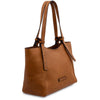 Angled View Of The Natural Italian Leather Tote Bag