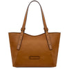 Front View Of The Natural Italian Leather Tote Bag