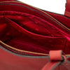 Internal Pocket View Of The Red Italian Leather Tote Bag