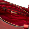 Internal Zip Pocket View Of The Red Italian Leather Tote Bag