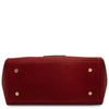 Underneath View Of The Red Italian Leather Tote Bag