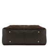 Underneath View Of The Chocolate Italian Suede Drawstring Shoulder Bag