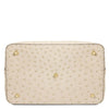 Underneath View Of The Beige Italian Suede Leather Bucket Bag