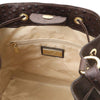 Internal Zip Pocket  View Of The Chocolate Italian Suede Leather Bucket Bag