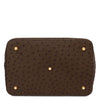 Underneath  View Of The Chocolate Italian Suede Leather Bucket Bag
