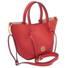 Angled And Shoulder Strap View Of The Coral Italian Handbag