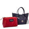 Removal Internal Compartment View Of The Dark Blue Italian Handbag