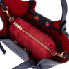 lnternal Compartment View Of The Dark Blue Italian Handbag