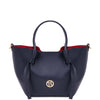 Front View Of The Dark Blue  Italian Handbag