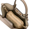 lnternal Compartment View Of The Light Taupe Italian Handbag