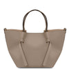 Rear View Of The Light Taupe Italian Handbag