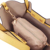 lnternal Compartment View Of The Pastel Yellow Italian Handbag