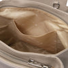 Internal Pocket View Of The Light Taupe Italian Leather Handbag
