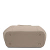 Underneath View Of The Light Taupe Italian Leather Handbag