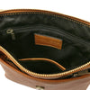 Internal Zip Pocket View Of The Natural Leather Crossbody Bag Mens