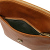 Front Zip Pocket View Of The Natural Leather Crossbody Bag Mens