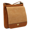 Opening And Closing Flap View Of The Natural Leather Crossbody Bag Mens