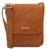 Front View Of The Natural Leather Crossbody Bag Mens