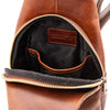 Internal Pocket View Of The Brown Mens Leather Crossover Bag