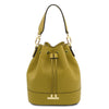 Front View Of The Green Ladies Bucket Bag