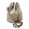 Angled View Of The Light Taupe Ladies Bucket Bag
