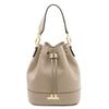 Front View Of The Light Taupe Ladies Bucket Bag