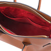 Internal Pocket  View Of The Cognac Ladies Handbag