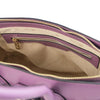 Internal Zip Pocket View Of The Lilac Ladies Handbag