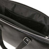 Internal Pocket View Of The Black Ladies Leather Business Bag