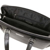 Internal Zip Pocket View Of The Black Ladies Leather Business Bag