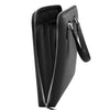 Zip Closure Side View Of The Black Ladies Leather Business Bag