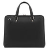Rear View Of The Black Ladies Leather Business Bag