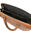 Internal Zip Pocket View Of The Cognac Ladies Leather Business Bag