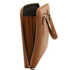 Zip Closure Side View Of The Congac Ladies Leather Business Bag