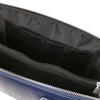 Internal Pocket View Of The Dark Blue Ladies Leather Business Bag